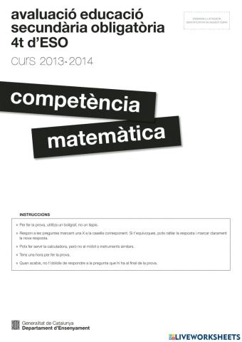 COMPETÈNCIA MATEMÀTICA