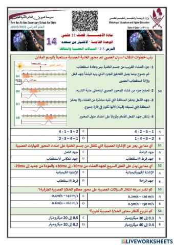 اختياري 14 جهد الفعل الجهاز العصبي