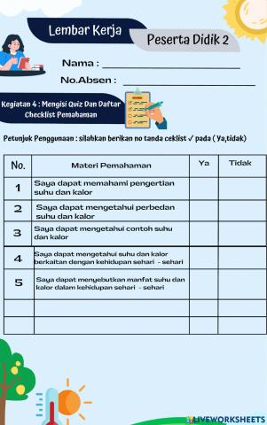 Lembar check list pemahaman sains