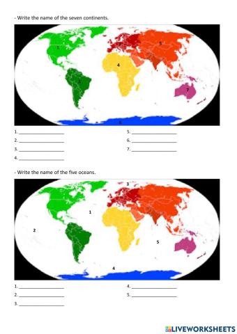 Oceans and continents