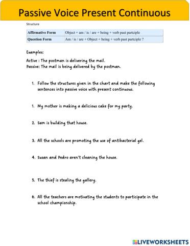 Passive voice Present Continuous