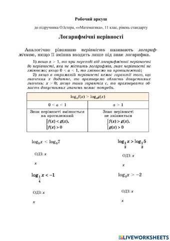 Логарифмічні нерівності