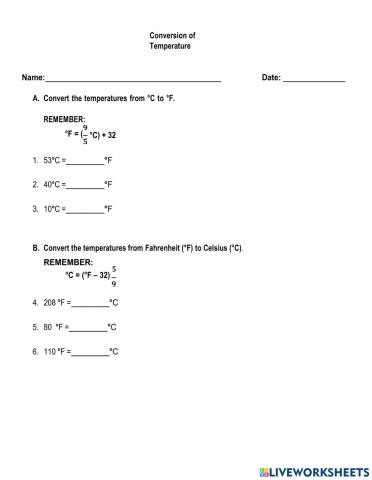 Conversion of Temperature