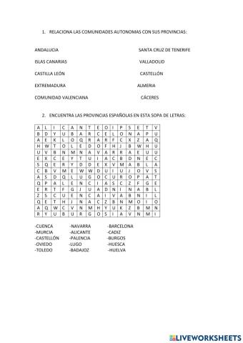 Comunidades autónomas y provincias