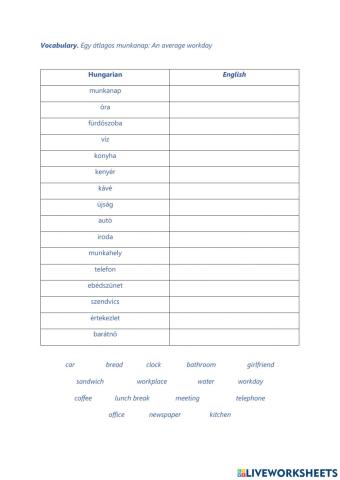 Vocabulary practice