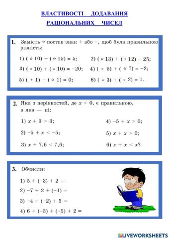 Властивості додавання раціональних чисел