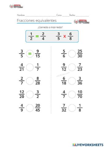 Fraciones equivalentes