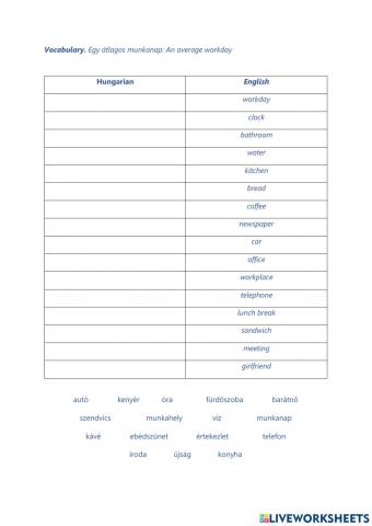 Vocabulary practice reversed