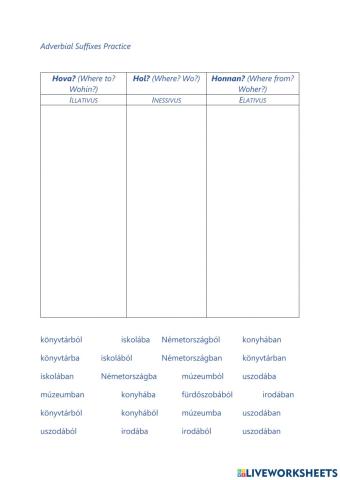 Adverbial Suffixes Practice