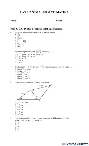 Latihan US Matematika