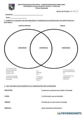 Evaluación del primer quimestre