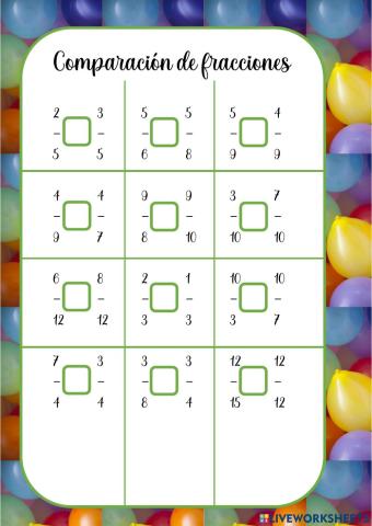 Comparación fracciones