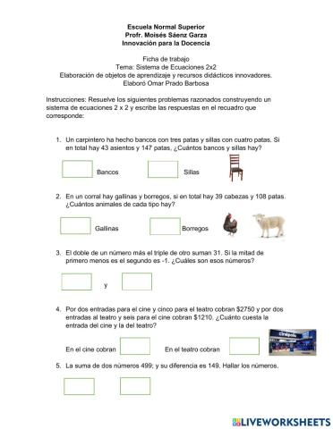 Solución de problemas con sistema de ecuaciones 2 x 2