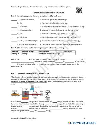 Energy Transformations Interactive Activity