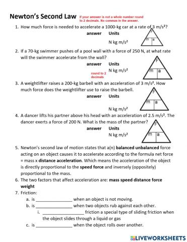 Newton's Second Law - Problems