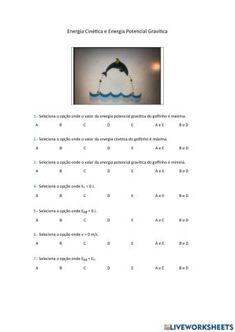 Energia Cinética e Energia Potencial Gravítica