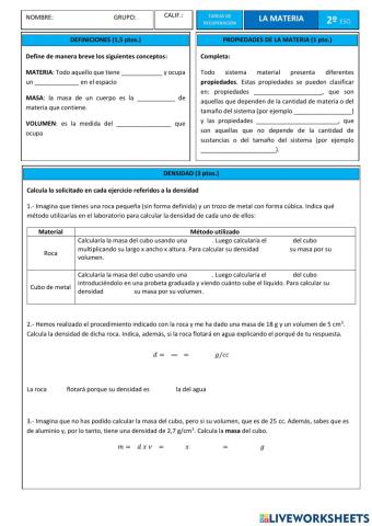 La materia. Estados de agregación de la materia