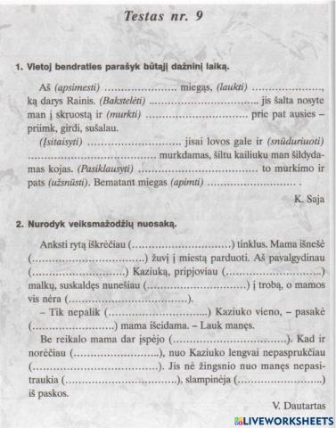 9 testas (veiksmažodis)