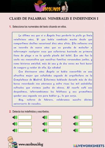 Lengua 5º. Gramática. Numerales e indefinidos I