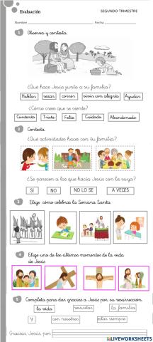 evaluacion segundo trimestre, 1º primaria