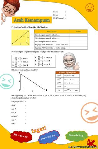 Perbandingan Trigonometri pada Segitiga Siku-Siku