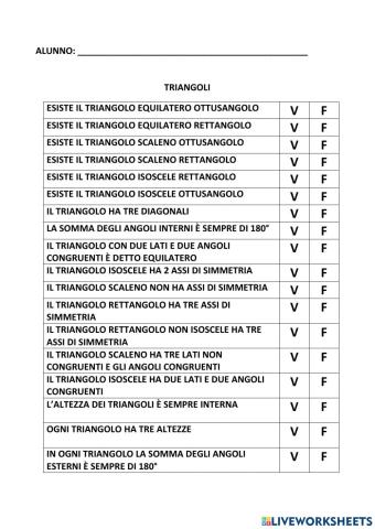 Triangoli:VERO o FALSO?