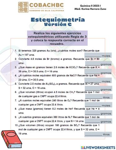 Cálculos estequiométricos-D