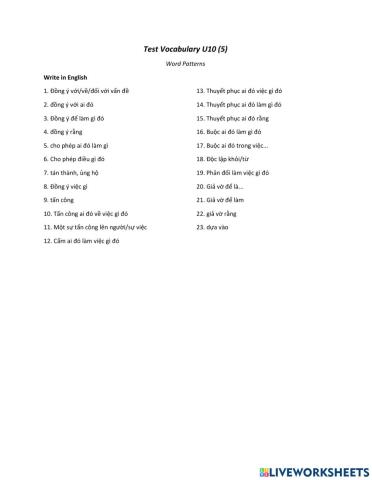 Test Vocabulary U10 (5)