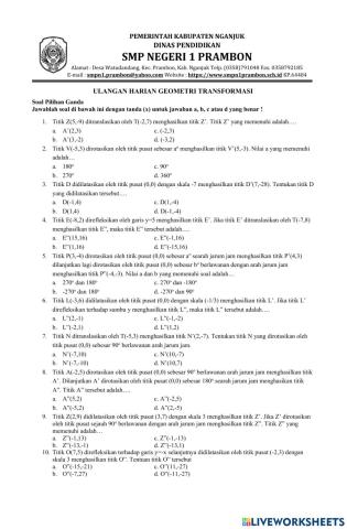 Ulangan Harian Transformasi Geometri
