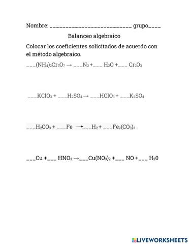 Balanceo algebraico