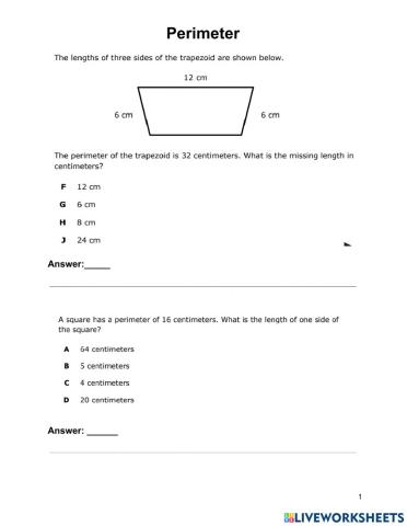 Perimeter missing numbers