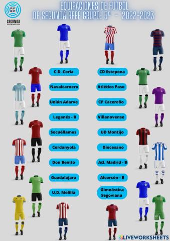 Equipaciones de fútbol Segunda RFEF Grupo: 5º