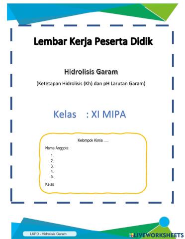 LKPD Tetapan Hidrolisis