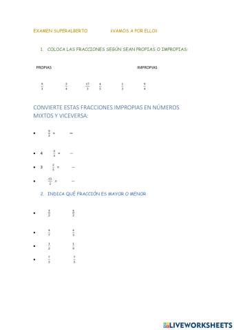 Examen fracciones