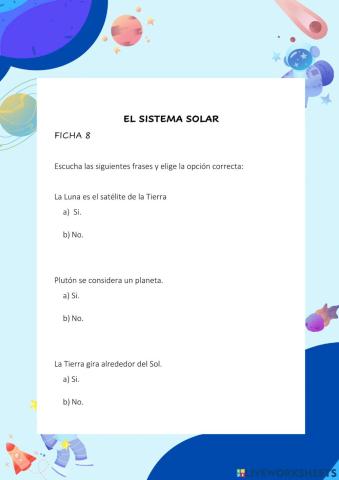 El sistema solar.