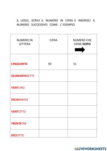 Leggi il numero e scrivilo in cifra