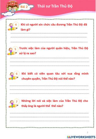 Khám phá - BT4, 5, 6, 7 - Thái sư Trần Thủ Độ