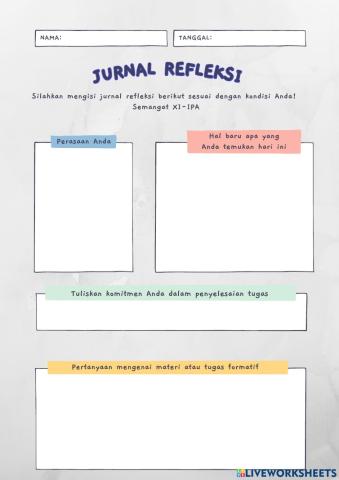 JURNAL REFLEKSI KELAS XI-IPA