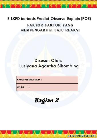 Lkpd kimia faktor-faktor yang mempengaruhi laju reaksi bagian 1