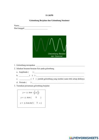 E-LKPD Gelombang Berjalan dan Gelombang Stasioner