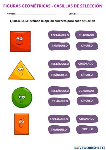 Figuras geométricas - Casillas de selección