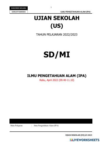 Soal us ipa