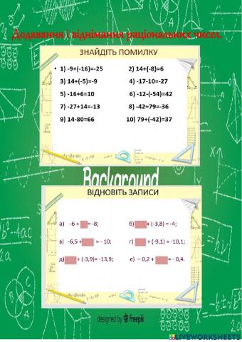 Додавання і віднімання раціональних чисел