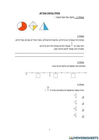 מטלה בנושא שברים