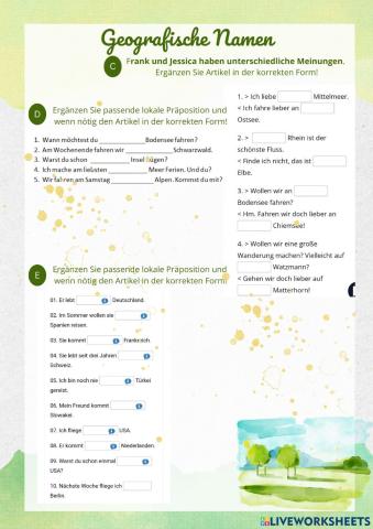 Geografische Namen (Teil 2)