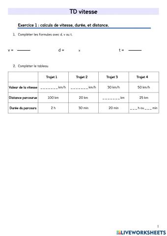 Calcul vitesse