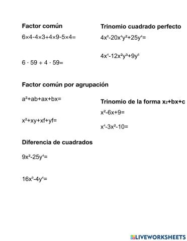 Actividad Interactiva (Factorización)