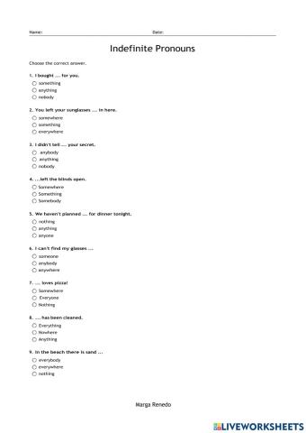 Indefinite Pronouns