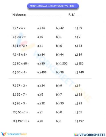 Multiplication & Division