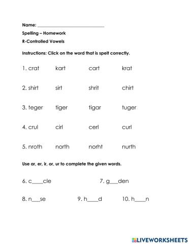 R-Controlled Vowels